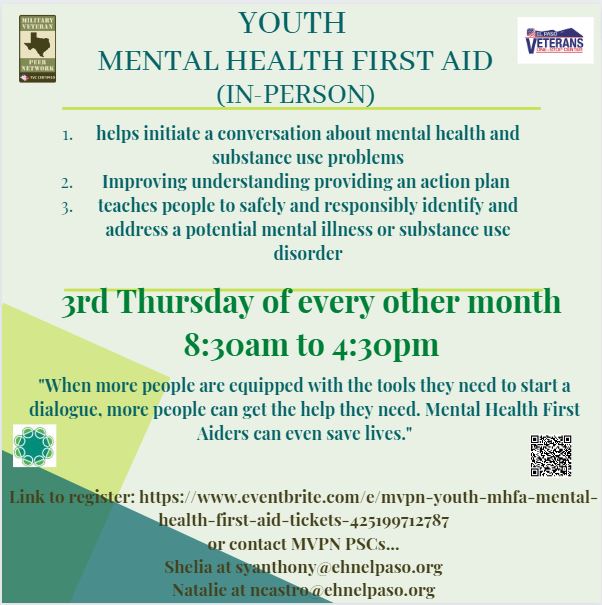 Youth MHFA Mental Health First Aid El Paso Veterans OneStop Center